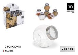 Anna Tarro de Vidrio 600 ml con 2 Posiciones - 8.5 cm (Ancho) x 12.3 cm (Alto) x 11.8 cm (Largo) (24 Unidades)