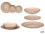 Vessia Vajilla 12 Piezas, Rayas Marrón, Plato Grande 26.7 x 26.7 cm, Plato Mediano 20 x 20 cm, Plato Pequeño 19.3 x 19.3 cm, Dimensiones Totales 28x28x17 cm (Set de 2)