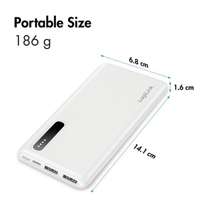 LogiLink Mobile Power Bank, 8.000 mAh, blanco LogiLink Mobile Power Bank, 8.000 mAh, blanco