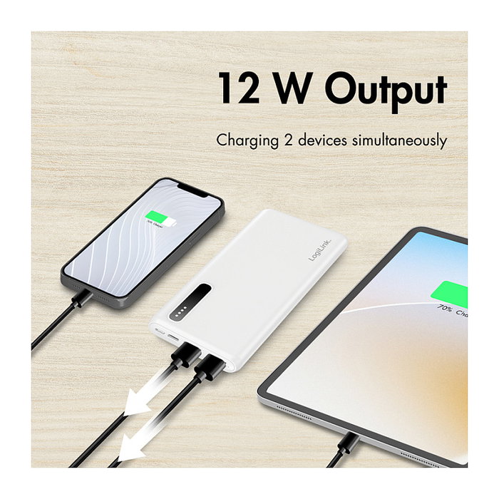 LogiLink Mobile Power Bank, 8.000 mAh, blanco LogiLink Mobile Power Bank, 8.000 mAh, blanco