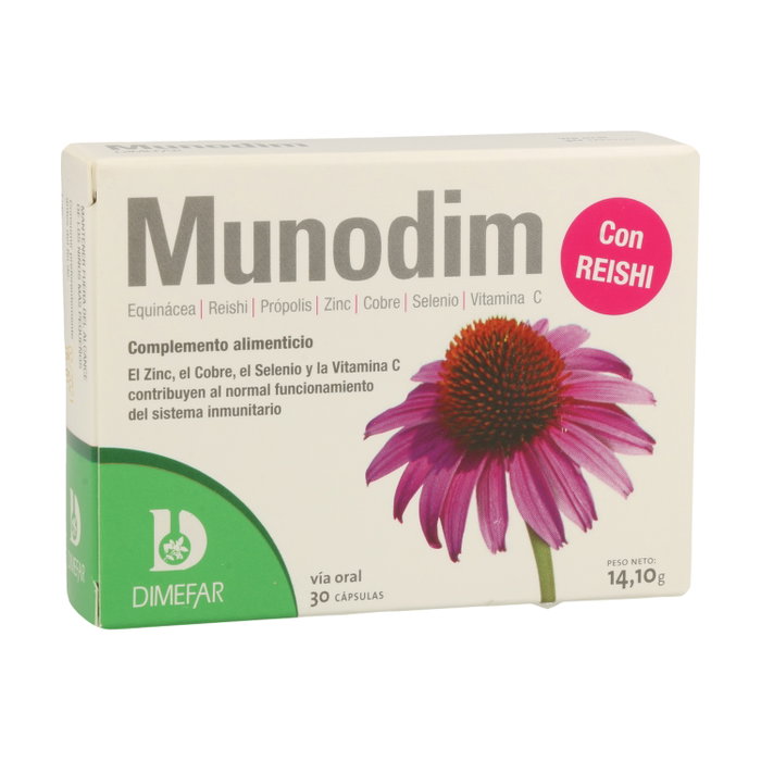 Dimefar Munodim 30 cápsulas Complemento Alimenticio Equinácea Reishi Zinc Vitamina C Defensas Dimefar Munodim 30 cápsulas Complemento Alimenticio Equinácea Reishi Zinc Vitamina C Defensas