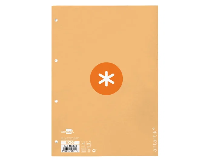 Antartik Recambio A4 80 Hojas 90gr Cuadro 5mm 4 Taladros Color Peach