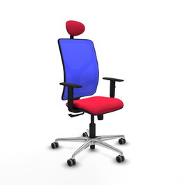 PIQUERAS Y CRESPO Silla de oficina Motilla con mecanismo Sincro, Rojo y Azul