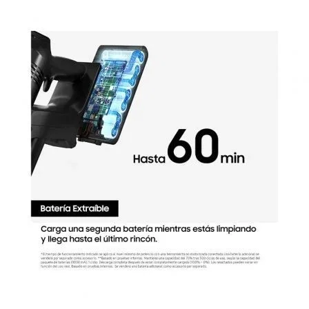 Samsung Aspirador Escoba VS20C8524TB/WA | Batería 25.2V | Autonomía 60 Minutos | Potencia 210AW Samsung Aspirador Escoba VS20C8524TB/WA | Batería 25.2V | Autonomía 60 Minutos | Potencia 210AW