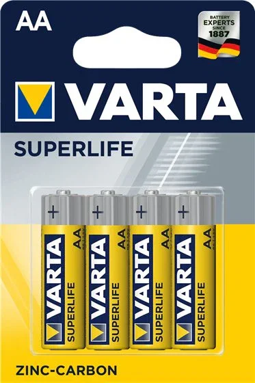 Varta Superlife R6 Pilas AA Zinc-Carbono, Baterías de un solo uso, 1.5V, Paquete de 4 unidades