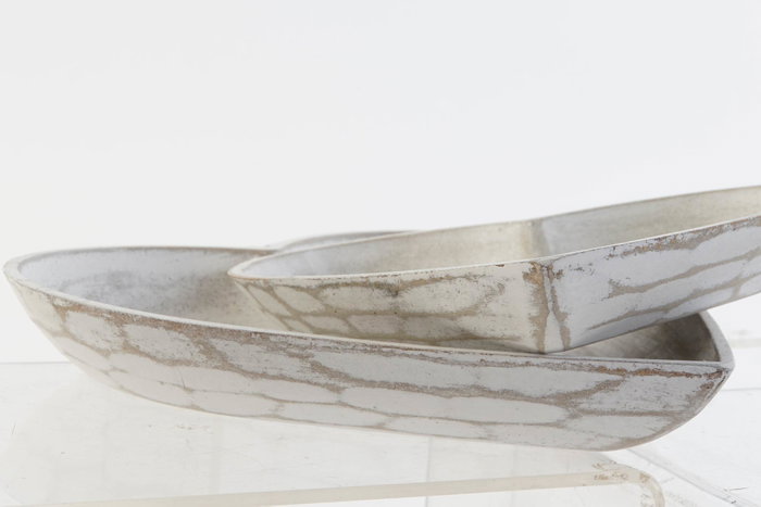 DKD Home Decor Set de 2 Bandejas Decorativas de MDF Decapé Gris y Blanco