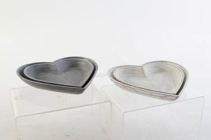 DKD Home Decor Set de 2 Bandejas Decorativas de MDF Decapé Gris y Blanco