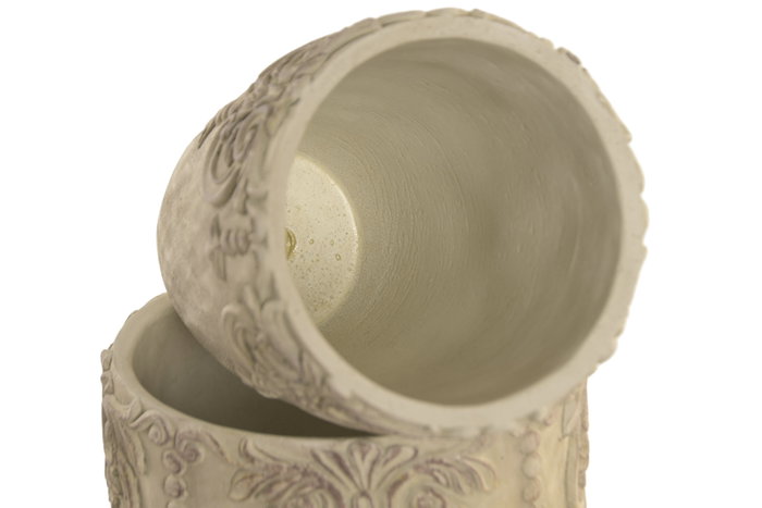 DKD Home Decor Jarron Shabby Cemento Estilo Barroco Blanco Rozado 16x23x16 cm Set de 2 Unidades Decoración Hogar