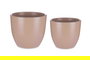 Ibergarden Set de 2 Macetas de Cerámica Abombada, Beige, 22 cm y 28 cm