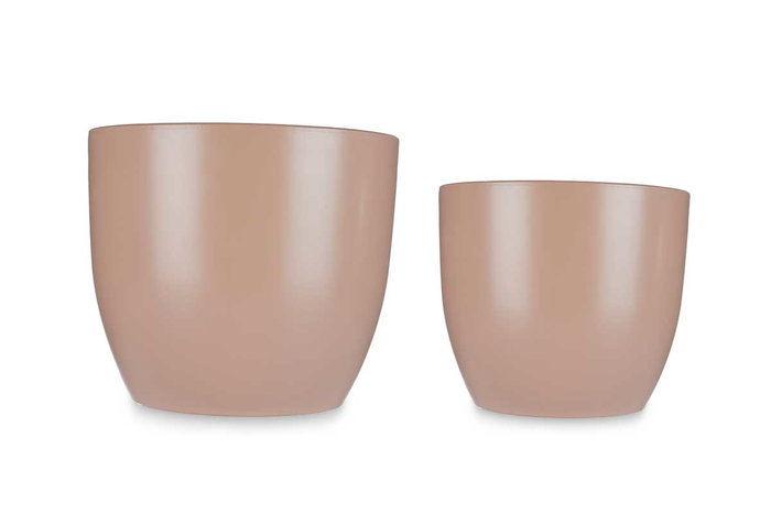 Ibergarden Set de 2 Macetas de Cerámica Abombada, Beige, 22 cm y 28 cm