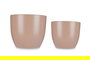 Ibergarden Set de 2 Macetas de Cerámica Abombada, Beige, 22 cm y 28 cm