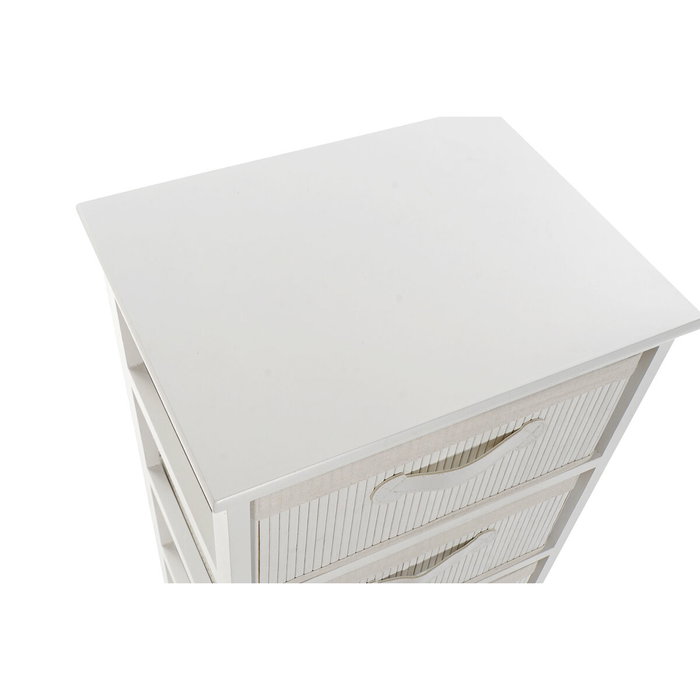 DKD Home Decor Cajonera de Bambú y Paulownia de 4 Cajones, Blanco