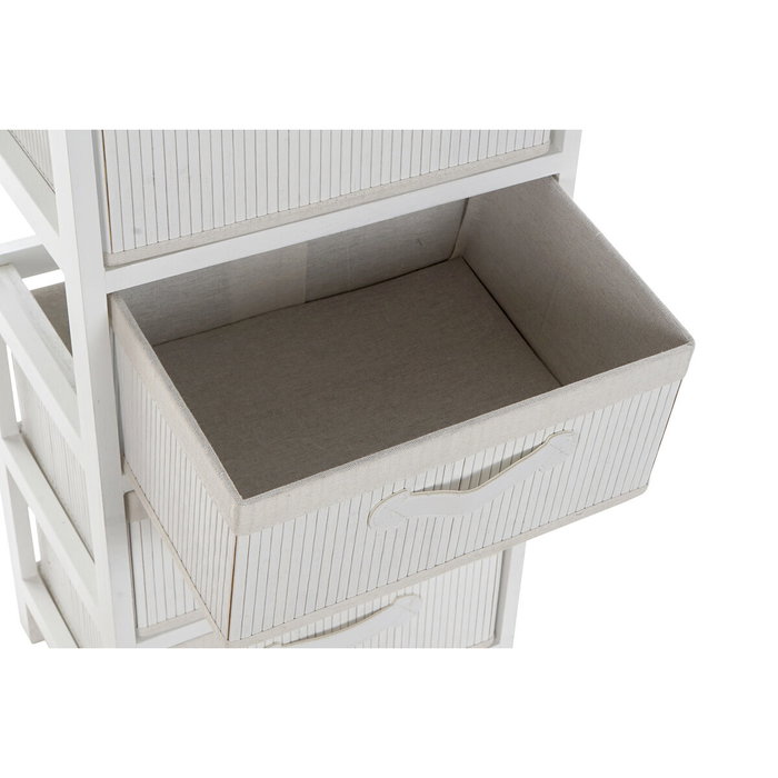 DKD Home Decor Cajonera de Bambú y Paulownia de 4 Cajones, Blanco
