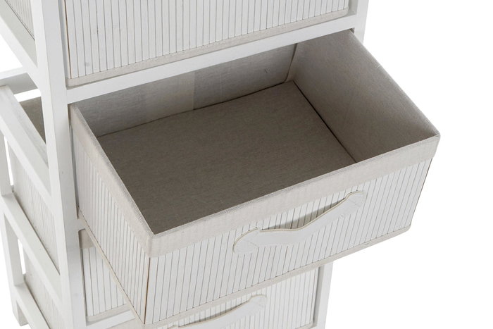 DKD Home Decor Cajonera Basicos 4 Cajones Bambu Paulownia Blanco 32 x 81 x 42 cm