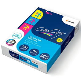 Color Copy Papel Reprográfico Din A4 120 gr Paquete 250H Blanco Satinado Mate para Impresión en Color