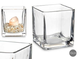 Giftdecor Portavelas de Cristal Transparente 10x10
