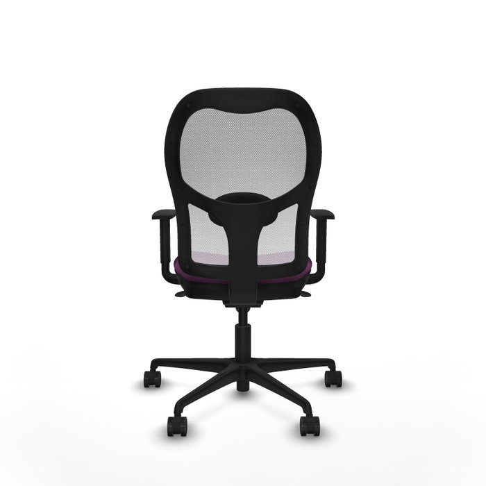 Silla de oficina Jorquera con mecanismo Sincro tapizada con Similpiel color Morado y malla color Blanco. Equipada con lumbar 1D, Brazos 1D y Ruedas 65mm nailon Silla de oficina Jorquera con mecanismo Sincro tapizada con Similpiel color Morado y malla color Blanco. Equipada con lumbar 1D, Brazos 1D y Ruedas 65mm nailon