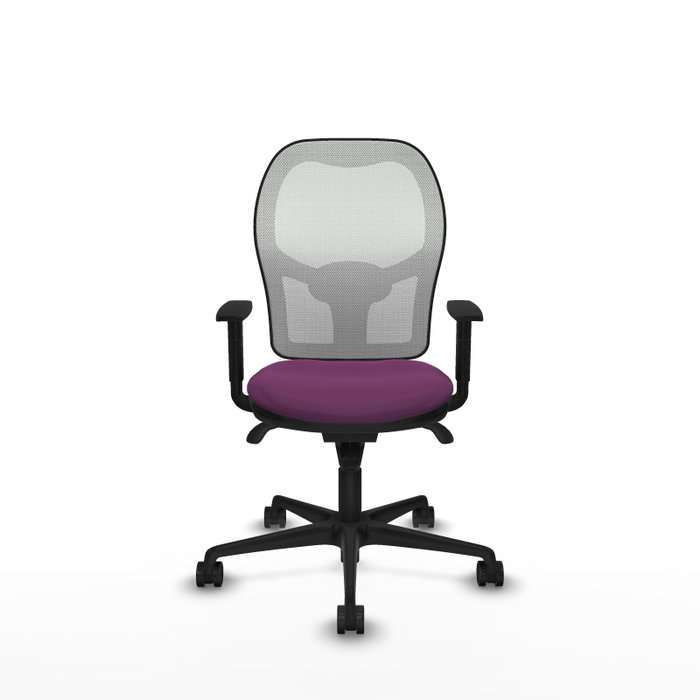 Silla de oficina Jorquera con mecanismo Sincro tapizada con Similpiel color Morado y malla color Blanco. Equipada con lumbar 1D, Brazos 1D y Ruedas 65mm nailon Silla de oficina Jorquera con mecanismo Sincro tapizada con Similpiel color Morado y malla color Blanco. Equipada con lumbar 1D, Brazos 1D y Ruedas 65mm nailon