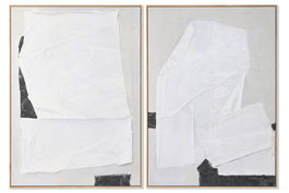 DKD Home Decor Cuadro Madera y Lienzo Abstracto Set de 2