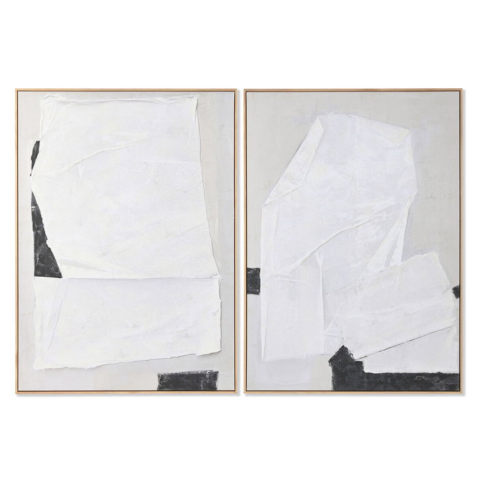 DKD Home Decor Cuadro Madera y Lienzo Abstracto Set de 2