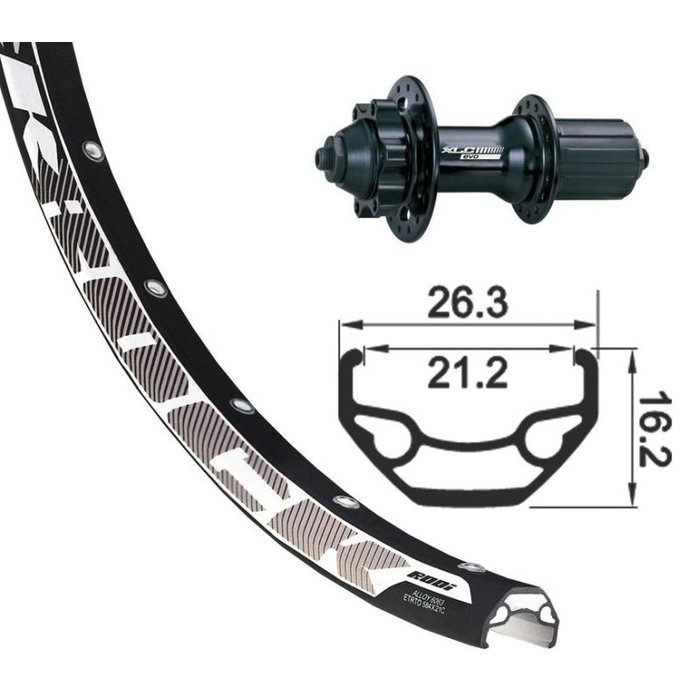 XLC Rueda Trasera Rodi Black Rock Disc 26 32H Aluminio Negro ETRTO 559-21 8-10 Velocidades XLC Rueda Trasera Rodi Black Rock Disc 26 32H Aluminio Negro ETRTO 559-21 8-10 Velocidades