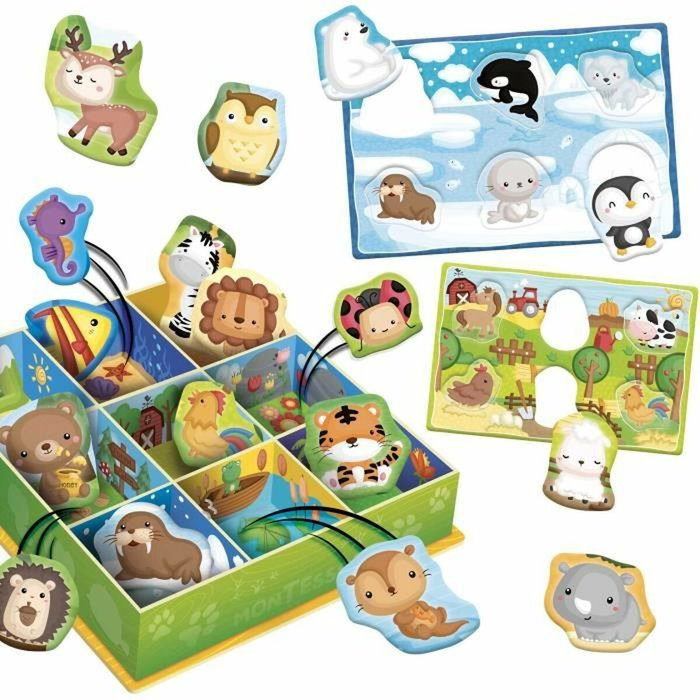 Lisciani Juego de aprendizaje Montessori 3D con 50 figuras autocorrectivas y cajas de animales
