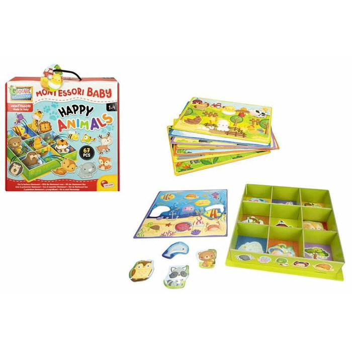 Lisciani Juego de aprendizaje Montessori 3D con 50 figuras autocorrectivas y cajas de animales