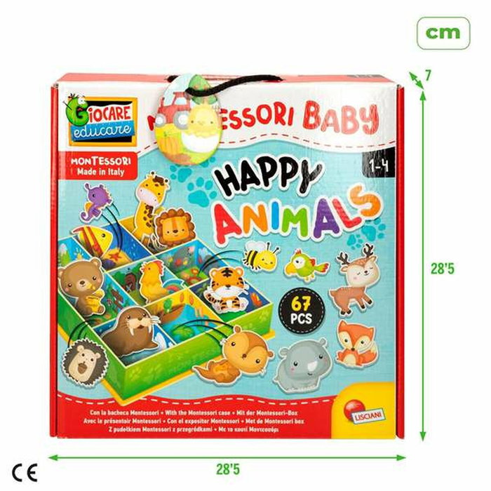 Lisciani Juego de aprendizaje Montessori 3D con 50 figuras autocorrectivas y cajas de animales