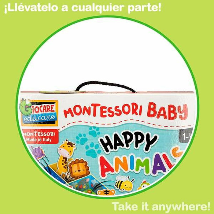 Lisciani Juego de aprendizaje Montessori 3D con 50 figuras autocorrectivas y cajas de animales