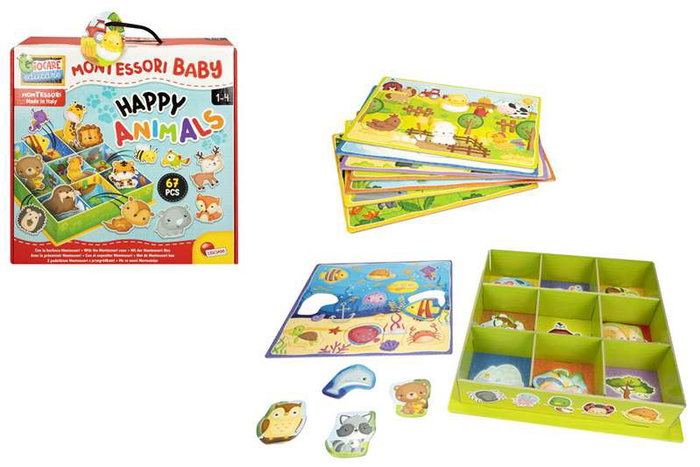 Lisciani Juego de aprendizaje Montessori 3D con 50 figuras autocorrectivas y cajas de animales