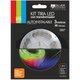 Silver Kit Tira LED RGB 540, 3 Metros, 7.2W/m, 60 LEDs SMD 5050, 12V, IP20, 540 lm/m