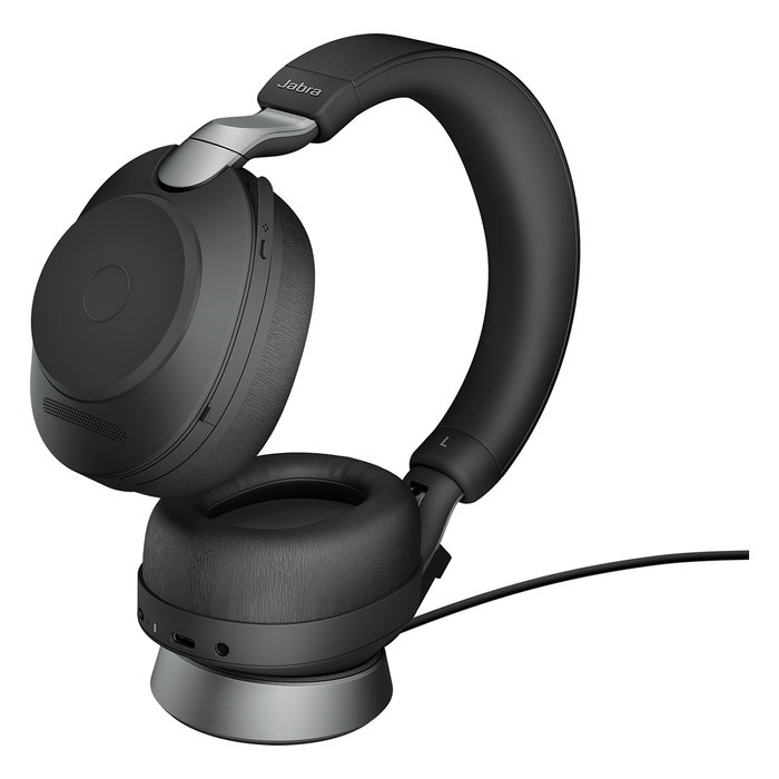 Jabra Evolve2 85 Stereo UC Auriculares Inalámbricos Diadema con Estación de Carga y Adaptador USB-C Link 380, Negro