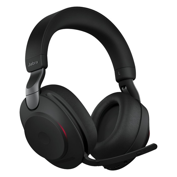 Jabra Evolve2 85 Stereo UC Auriculares Inalámbricos Diadema con Estación de Carga y Adaptador USB-C Link 380, Negro