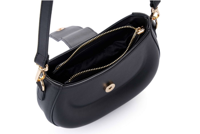 Lucky Bees Adira - Black Bolsa de Hombro Negra de Cuero de Polivinilo, 21x8x15 cm Lucky Bees Adira - Black Bolsa de Hombro Negra de Cuero de Polivinilo, 21x8x15 cm