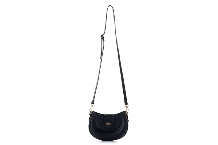 Lucky Bees Adira - Black Bolsa de Hombro Negra de Cuero de Polivinilo, 21x8x15 cm Lucky Bees Adira - Black Bolsa de Hombro Negra de Cuero de Polivinilo, 21x8x15 cm