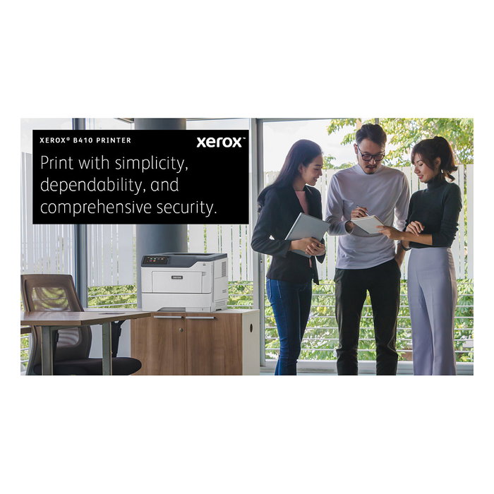 Xerox B410 Impresora Láser A4 Blanco y Negro 47 ppm, Impresión a Doble Cara Automática, 1200x1200 DPI, 2 Bandejas 650 Hojas, Ethernet, USB, AirPrint, PCL/PostScript