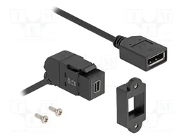 DeLOCK 67155 Adaptador Keystone Modul Mini DisplayPort a DisplayPort 45° con cable de 30 cm, 8K 30 Hz, Negro