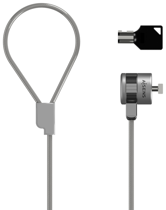 Aisens Cable de Seguridad con Cerradura de Llave 1.5m ASLK-D40K02-SL en Plata