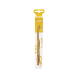 NORDICS ORAL CARE Cepillo Dental Bambú Amarillo Mango 100% Biodegradable Cerdas Nylon Reciclado Apto Veganos