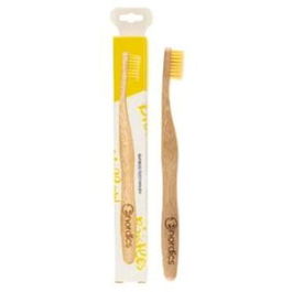 NORDICS ORAL CARE Cepillo Dental Bambú Amarillo Mango 100% Biodegradable Cerdas Nylon Reciclado Apto Veganos