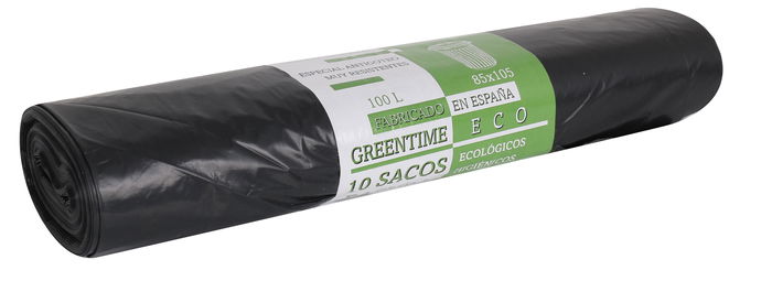 Greentime Sacos de Basura, Paquete de 10 Unidades, 85 x 105 cm, 100 Litros, Resistentes, Ecológicos, para Contenedor Grande (35 Unidades)