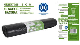 Greentime Sacos de Basura, Paquete de 10 Unidades, 85 x 105 cm, 100 Litros, Resistentes, Ecológicos, para Contenedor Grande (35 Unidades)