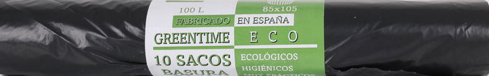 Greentime Sacos de Basura, Paquete de 10 Unidades, 85 x 105 cm, 100 Litros, Resistentes, Ecológicos, para Contenedor Grande (35 Unidades)