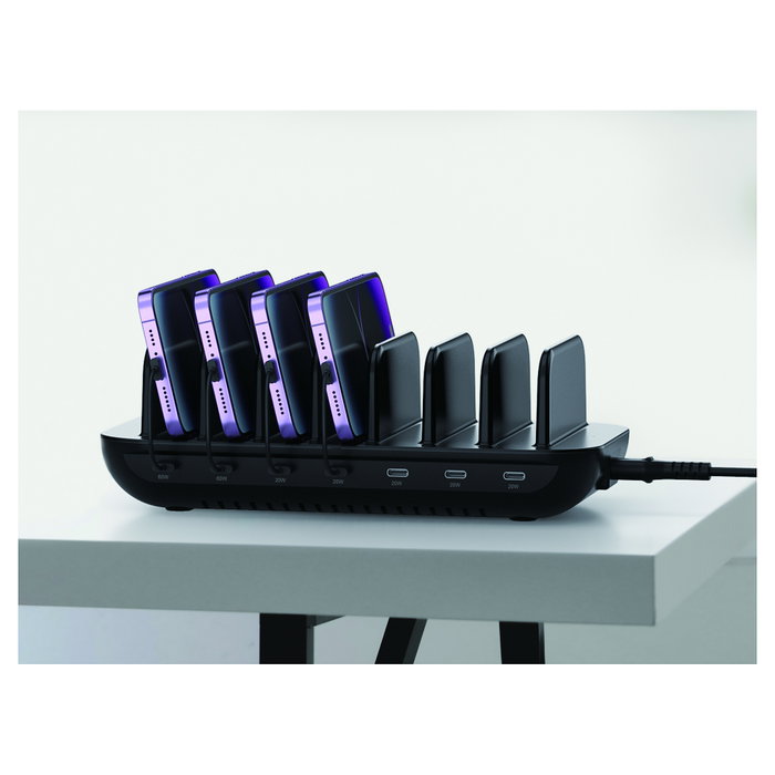 Conceptronic Estación de carga USB 160W OZUL07B con 7 puertos USB-C