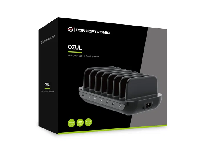 Conceptronic Estación de carga USB 160W 7 puertos USB-C OZUL07B Conceptronic Estación de carga USB 160W 7 puertos USB-C OZUL07B