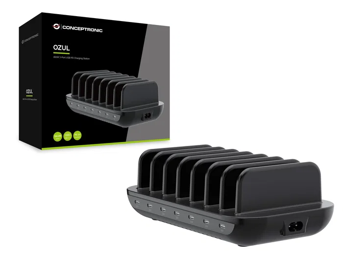 Conceptronic Estación de carga USB 160W 7 puertos USB-C OZUL07B Conceptronic Estación de carga USB 160W 7 puertos USB-C OZUL07B
