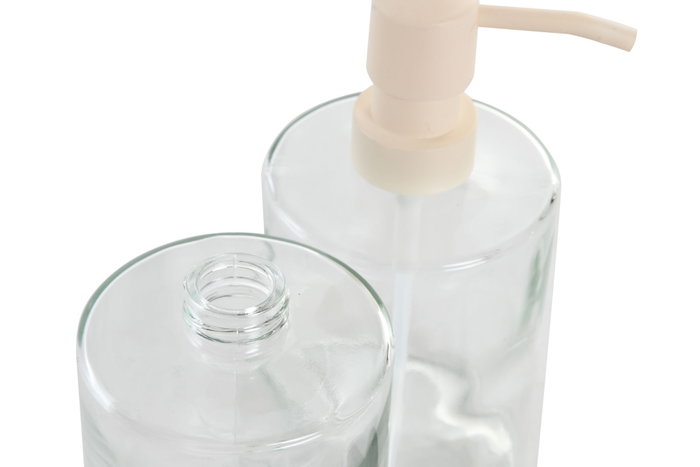 DKD Home Decor Set de 2 Dosificadores de Metal y Cristal 450ml Surtidos