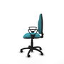 Silla de oficina Algarra con mecanismo Contacto permanente básico tapizada con Tela color Turquesa. Equipada con Base poliamida negra, Brazos fijos y Ruedas de nailon 50 mm