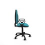 Silla de oficina Algarra con mecanismo Contacto permanente básico tapizada con Tela color Turquesa. Equipada con Base poliamida negra, Brazos fijos y Ruedas de nailon 50 mm