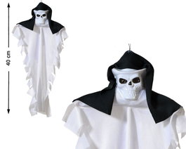 atosa Fantasma Decorativo con Cabeza de Esqueleto y Capucha Negra de 40 cm